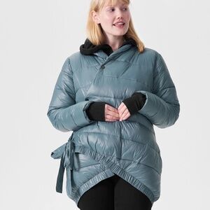 Universal Standard  Kanda Puffer Jacket Wrap Quilted Storm Blue